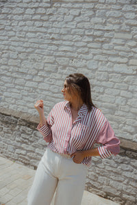 IHLOURI STREEP SHIRT wit/rood
