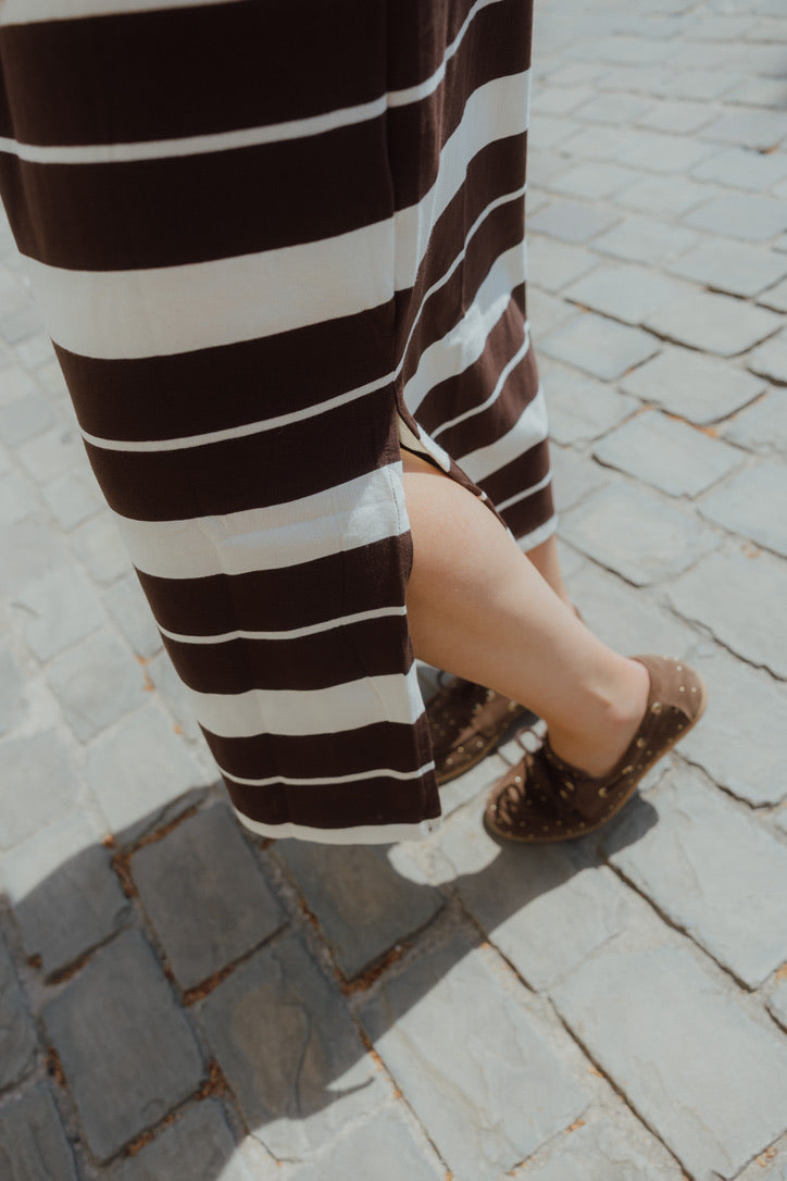 KAWINNY DRESS streep bruin