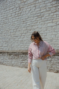 IHLOURI STREEP SHIRT wit/rood