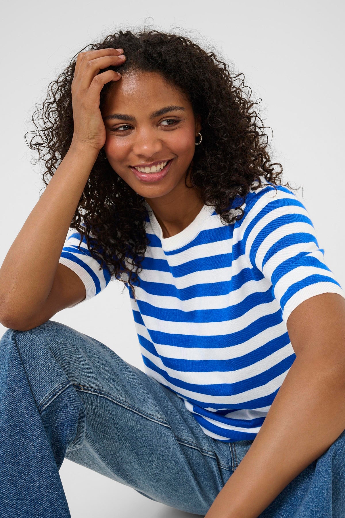 KALIZZA STRIPED KNIT wit/blauw