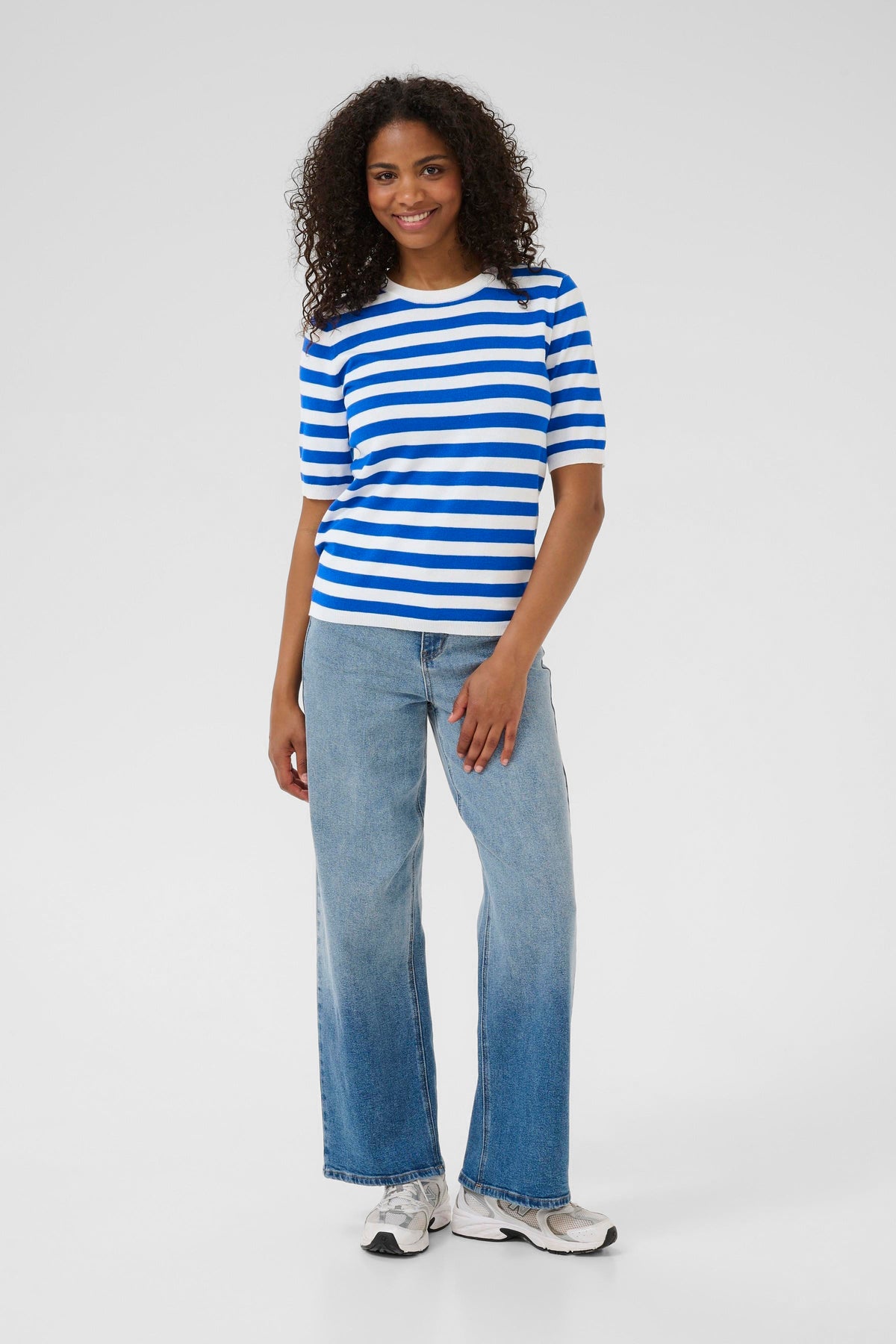 KALIZZA STRIPED KNIT wit/blauw