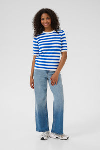 KALIZZA STRIPED KNIT wit/blauw