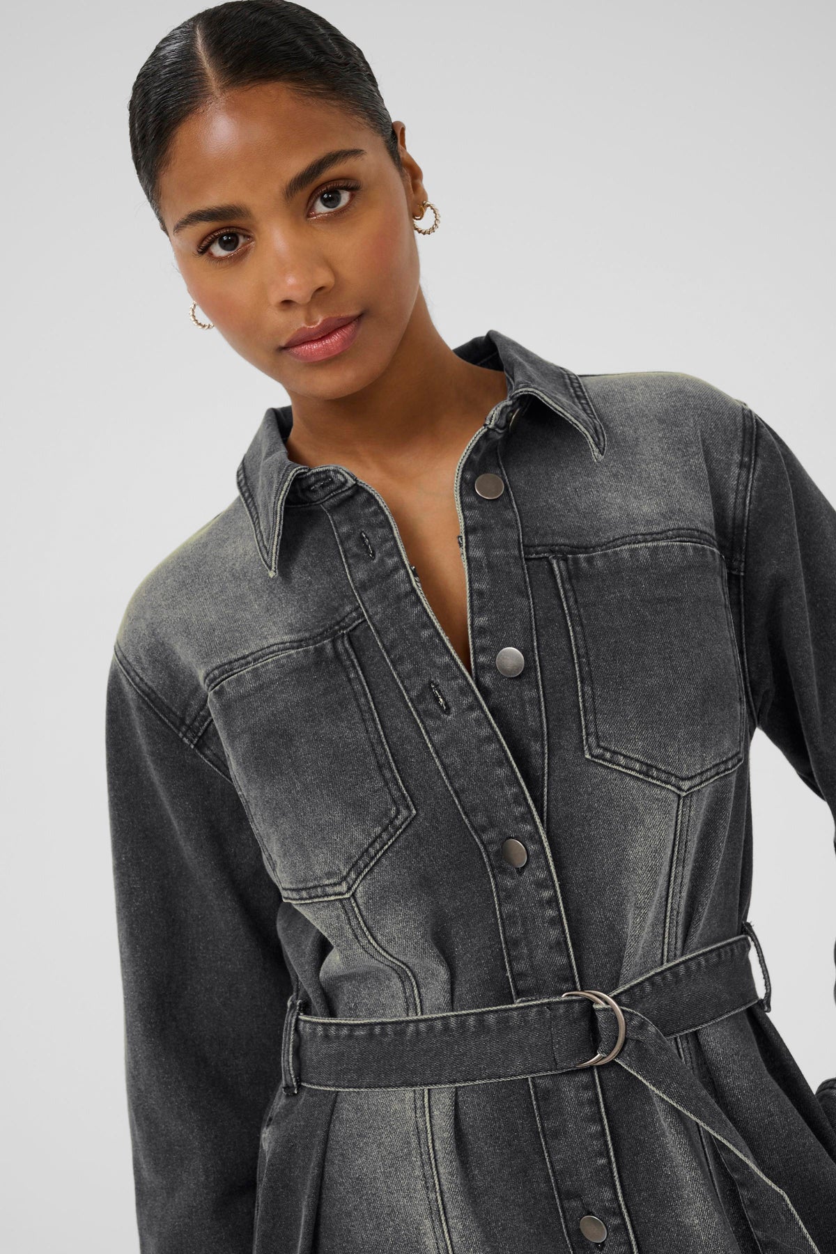 KAABBY DENIM DRESS grijs