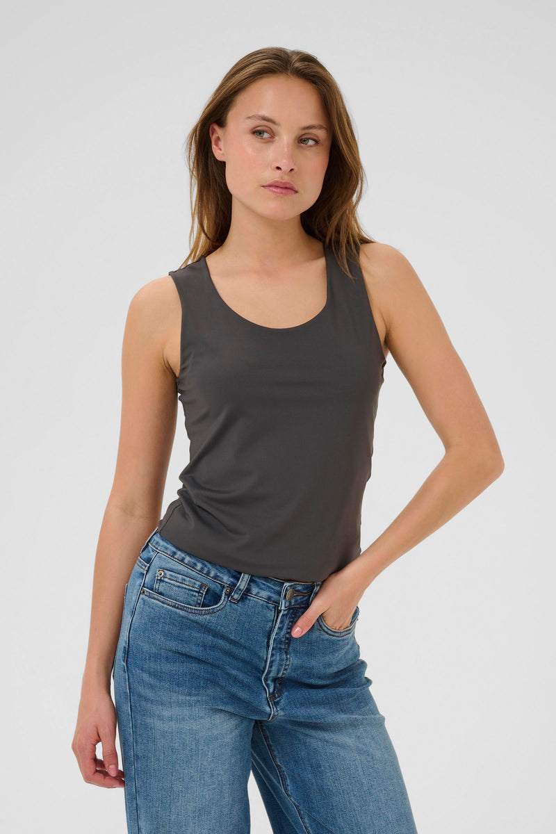 KAARINA JERSEY TOP donker grijs