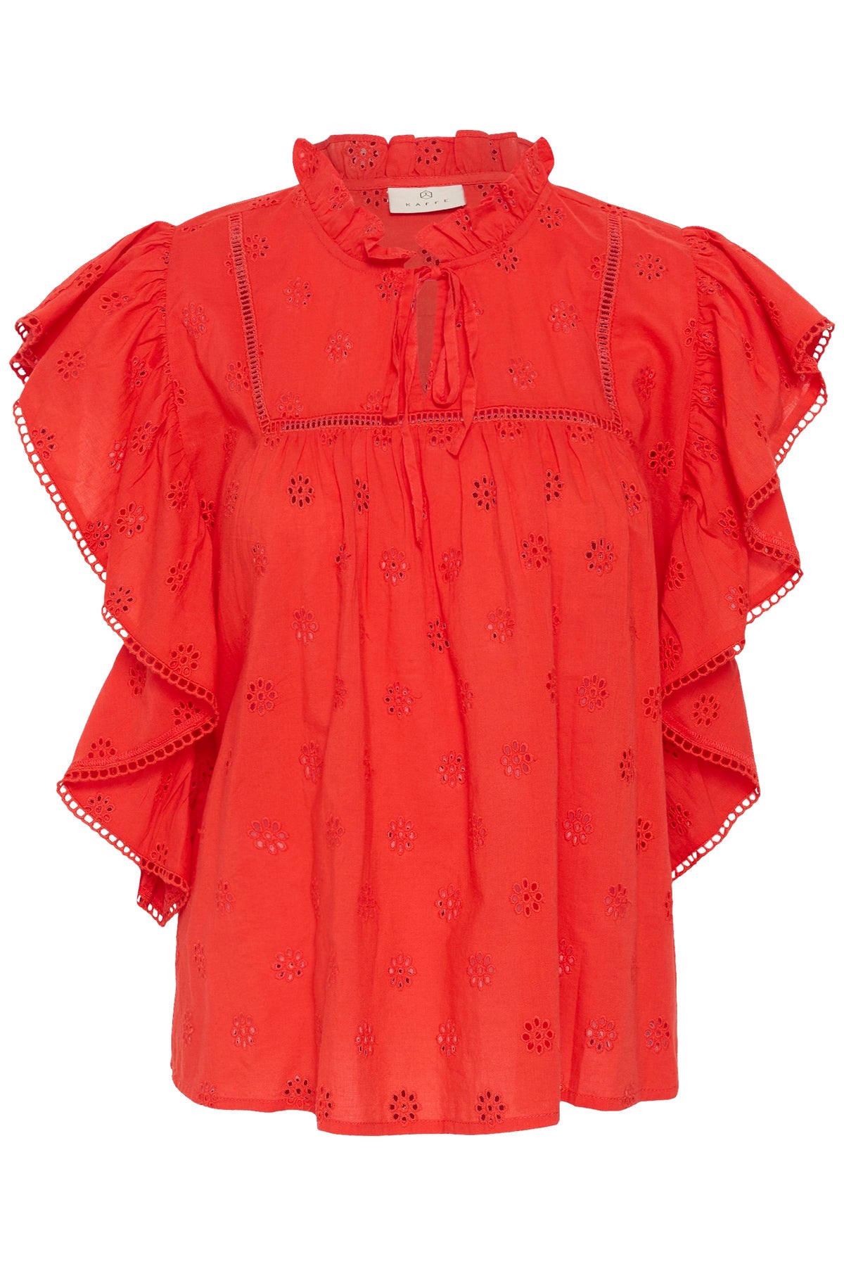 KAFIONA FRILL TOP rood