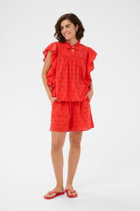 KAFIONA FRILL TOP rood