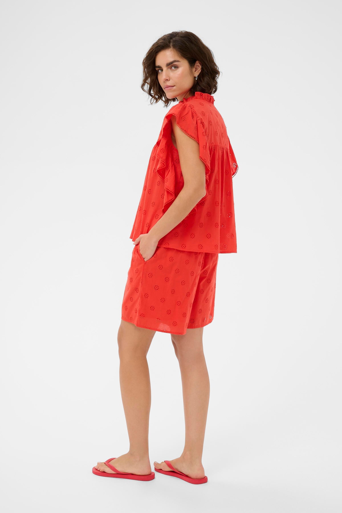KAFIONA FRILL TOP rood
