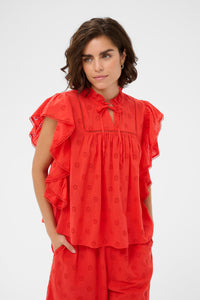 KAFIONA FRILL TOP rood