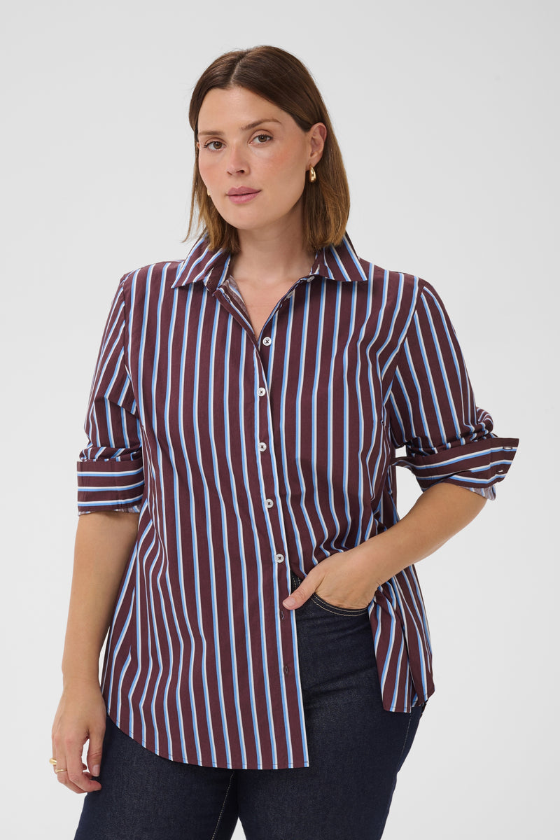 KCSAVINA SHIRT streep fudge