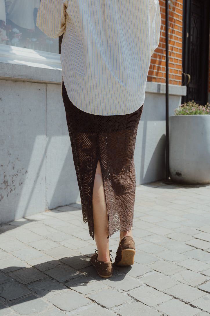 KACORNELIA LACE SKIRT bruin