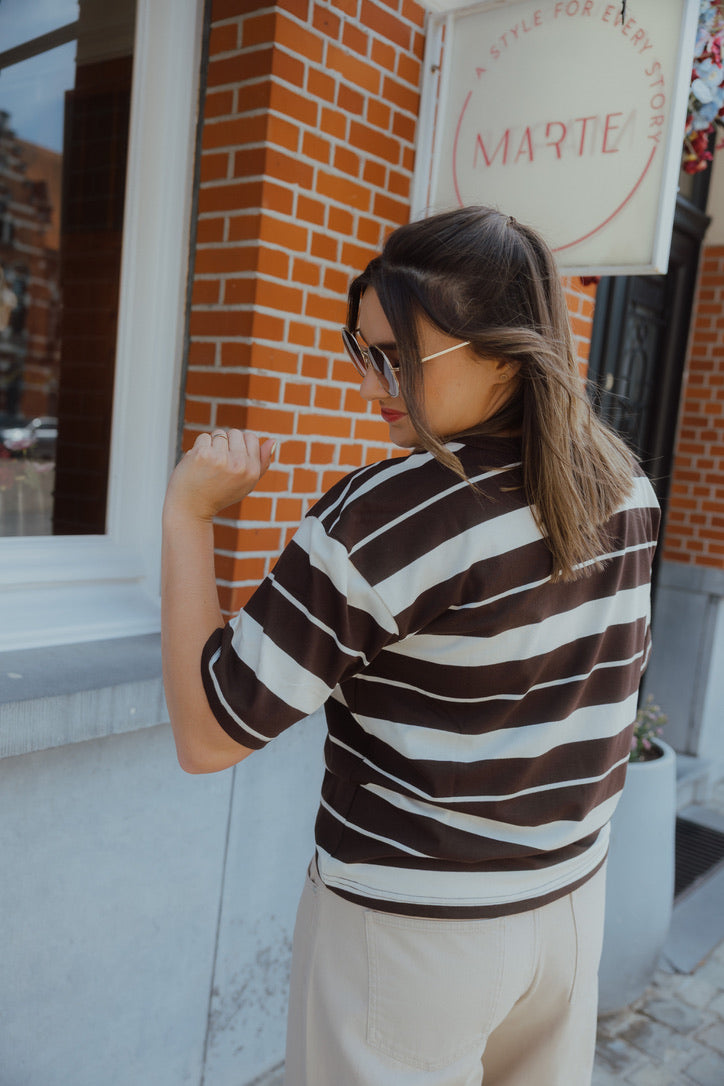 KAWINNY SHIRT streep bruin