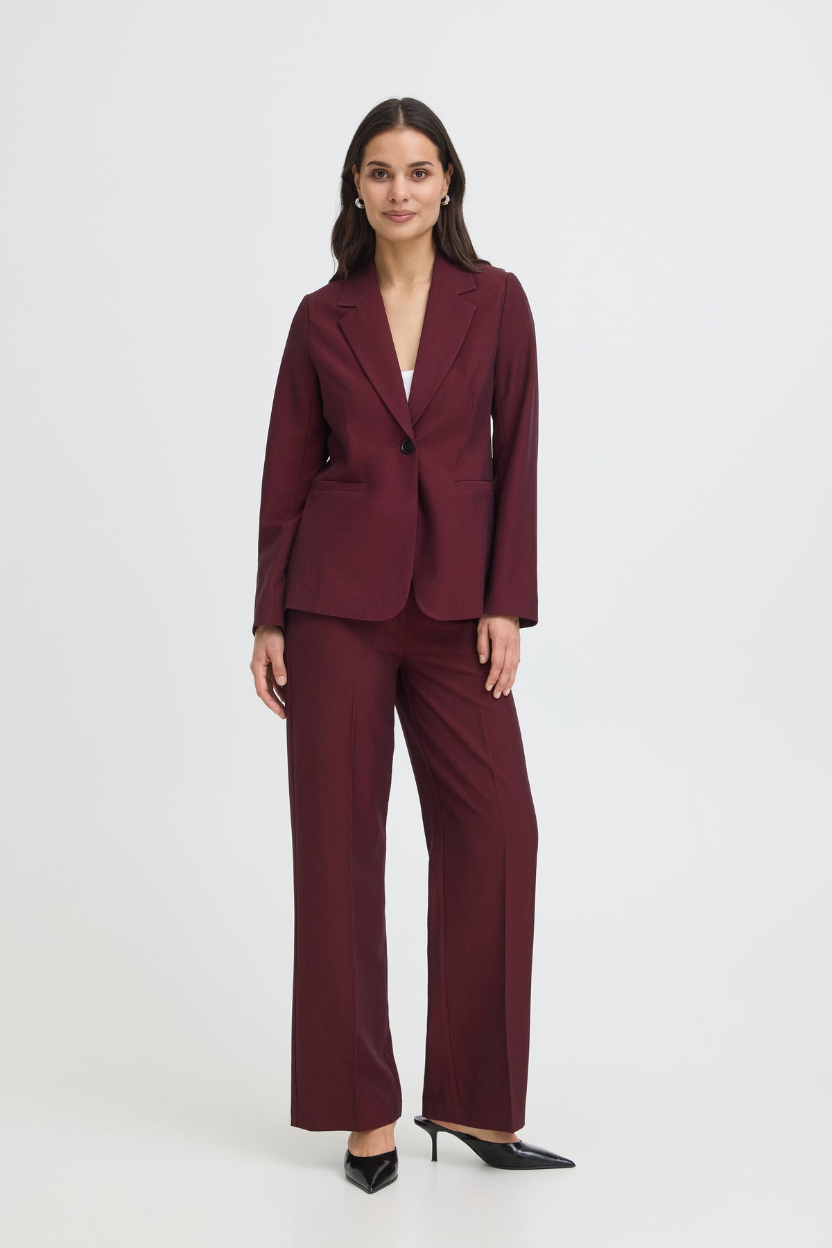 BYDANTA WIDE LEG PANTS bordeaux