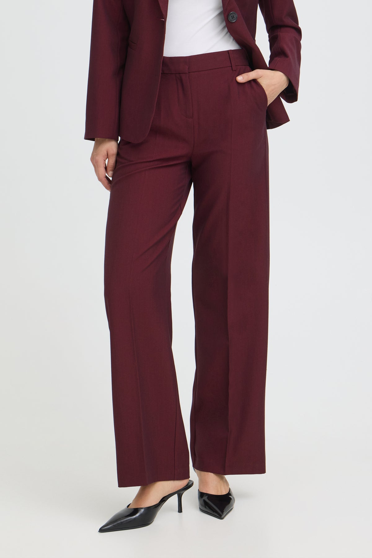 BYDANTA WIDE LEG PANTS bordeaux