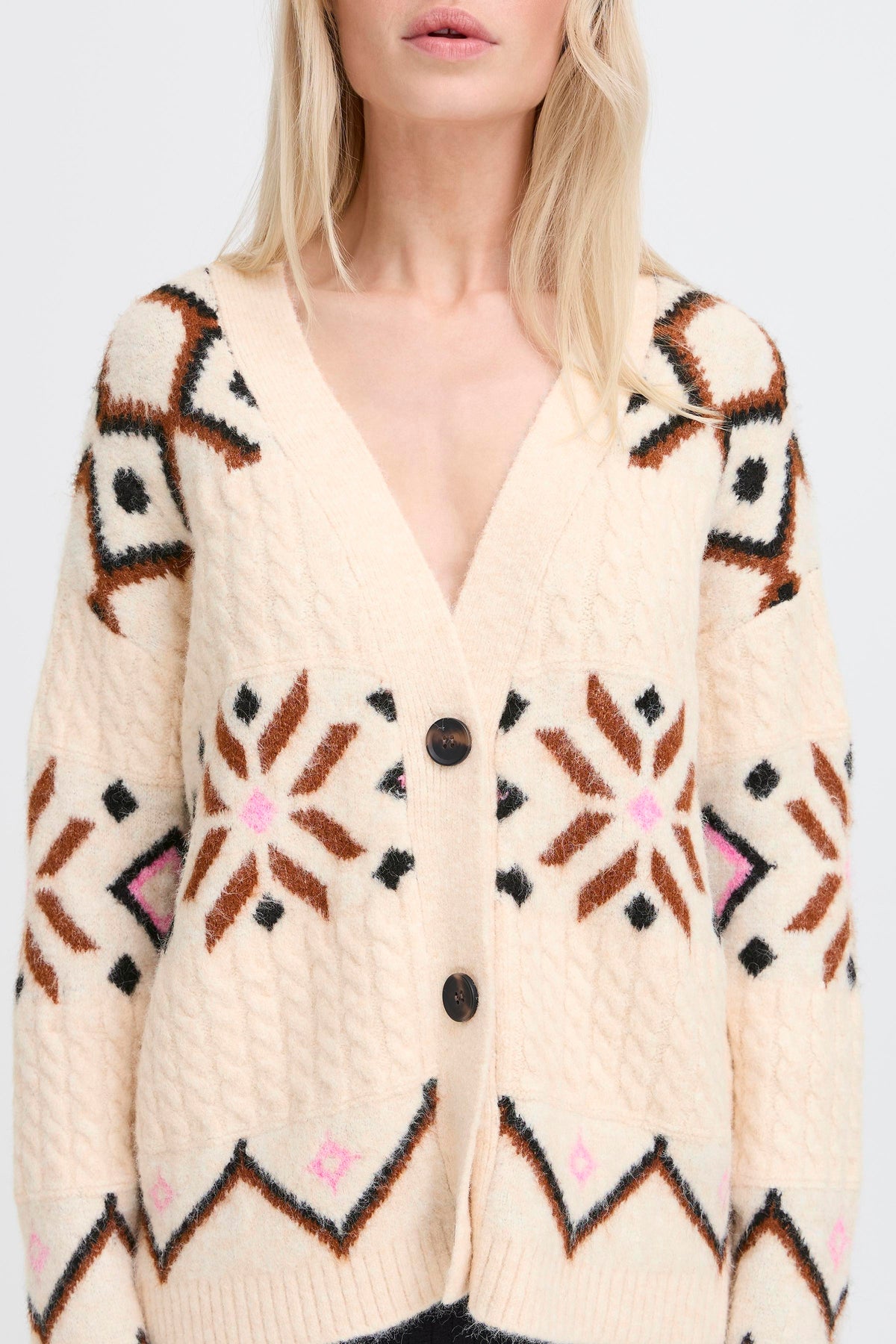 BYMELPA CARDIGAN ecru/bruin