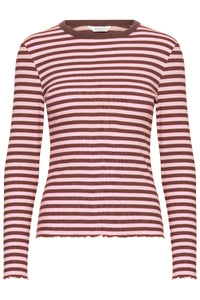 BYSINNE RIB SHIRT bruin/roos