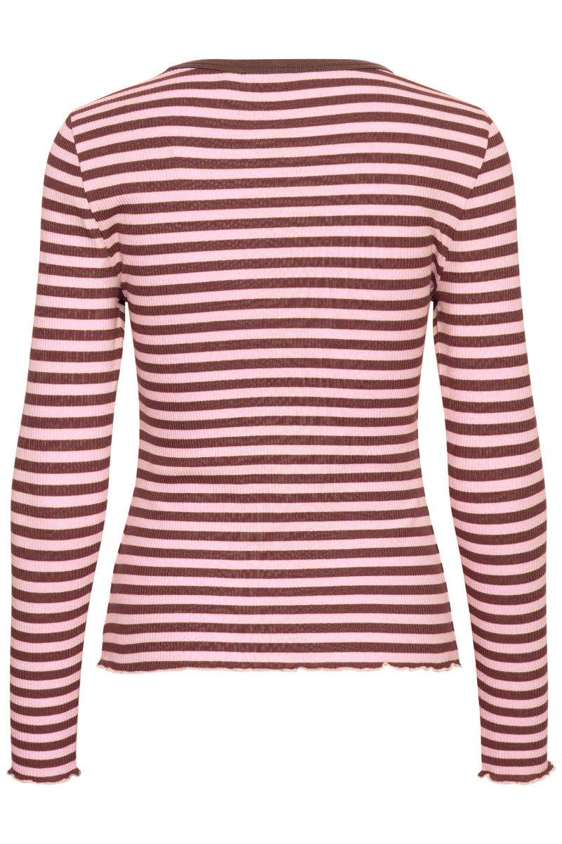 BYSINNE RIB SHIRT bruin/roos