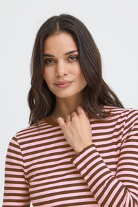 BYSINNE RIB SHIRT bruin/roos