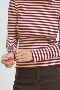 BYSINNE RIB SHIRT bruin/roos