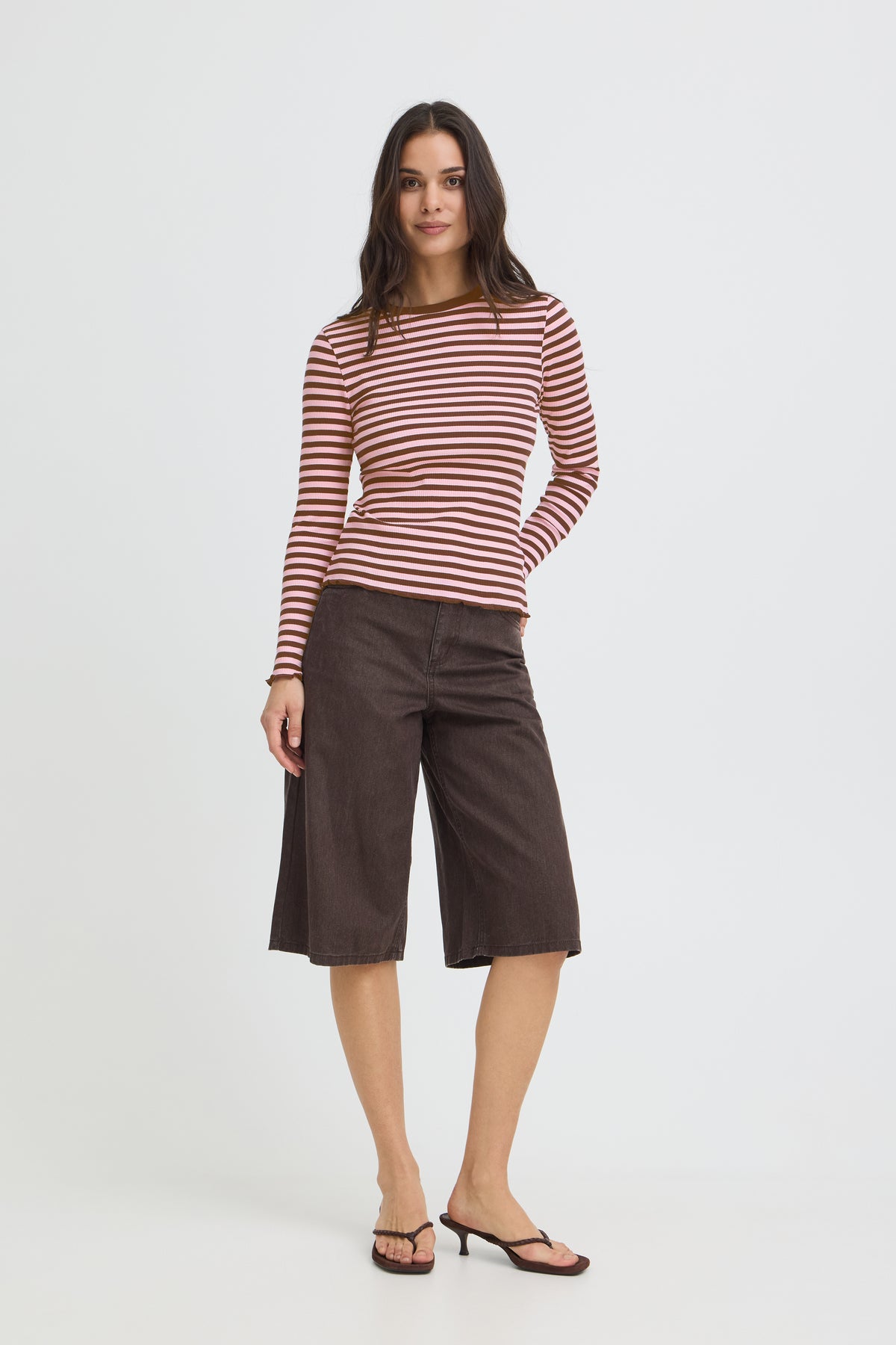 BYSINNE RIB SHIRT bruin/roos