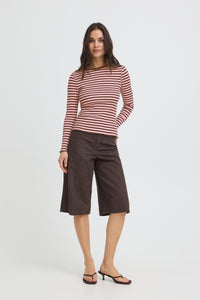 BYSINNE RIB SHIRT bruin/roos