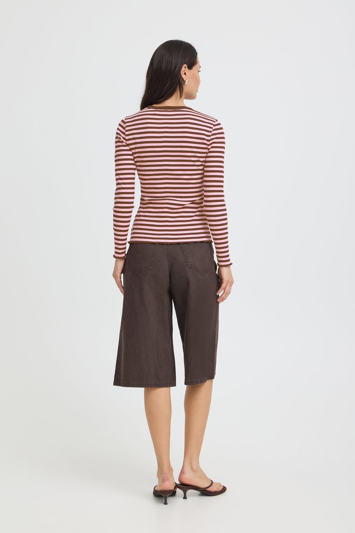 BYSINNE RIB SHIRT bruin/roos