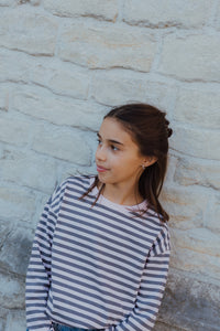 KOGNICCA  STRIPED TOP roze/grijs