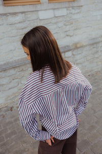 KOGVESPER LOOSE SHIRT roze/bruine streep