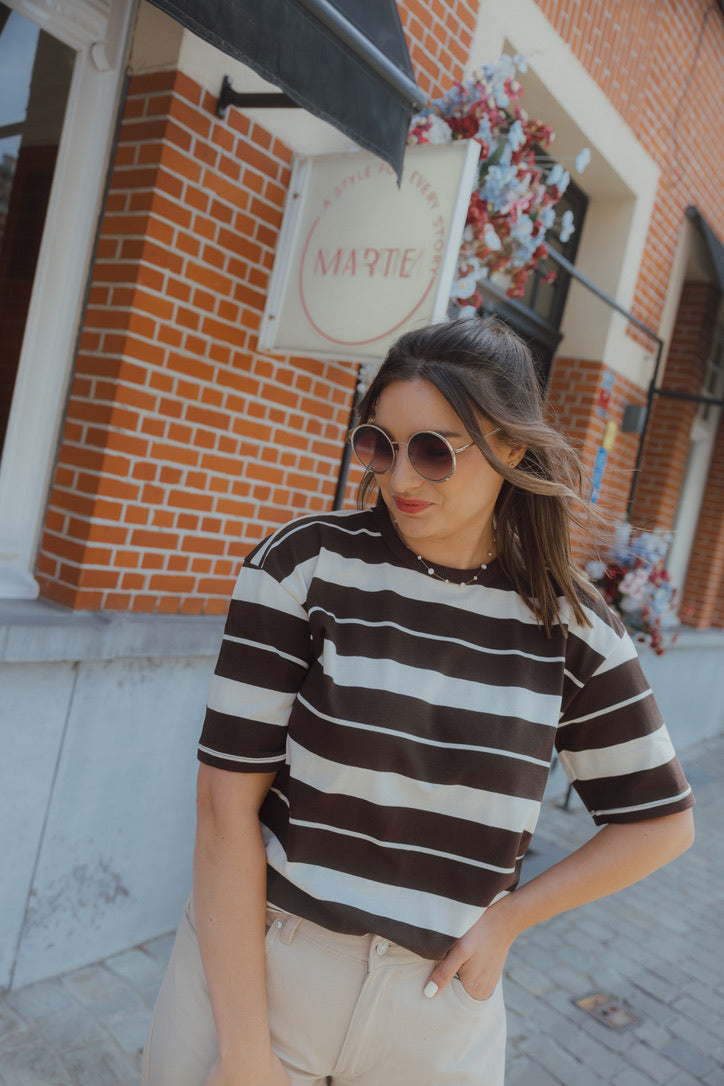 KAWINNY SHIRT streep bruin