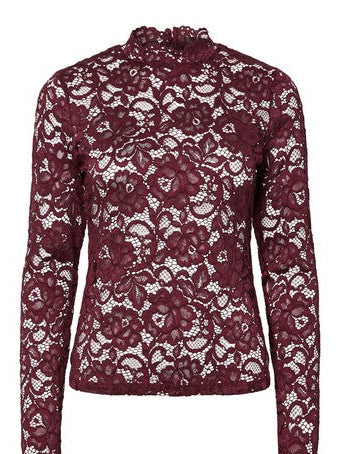 YASLACEY LACE TOP bordeaux