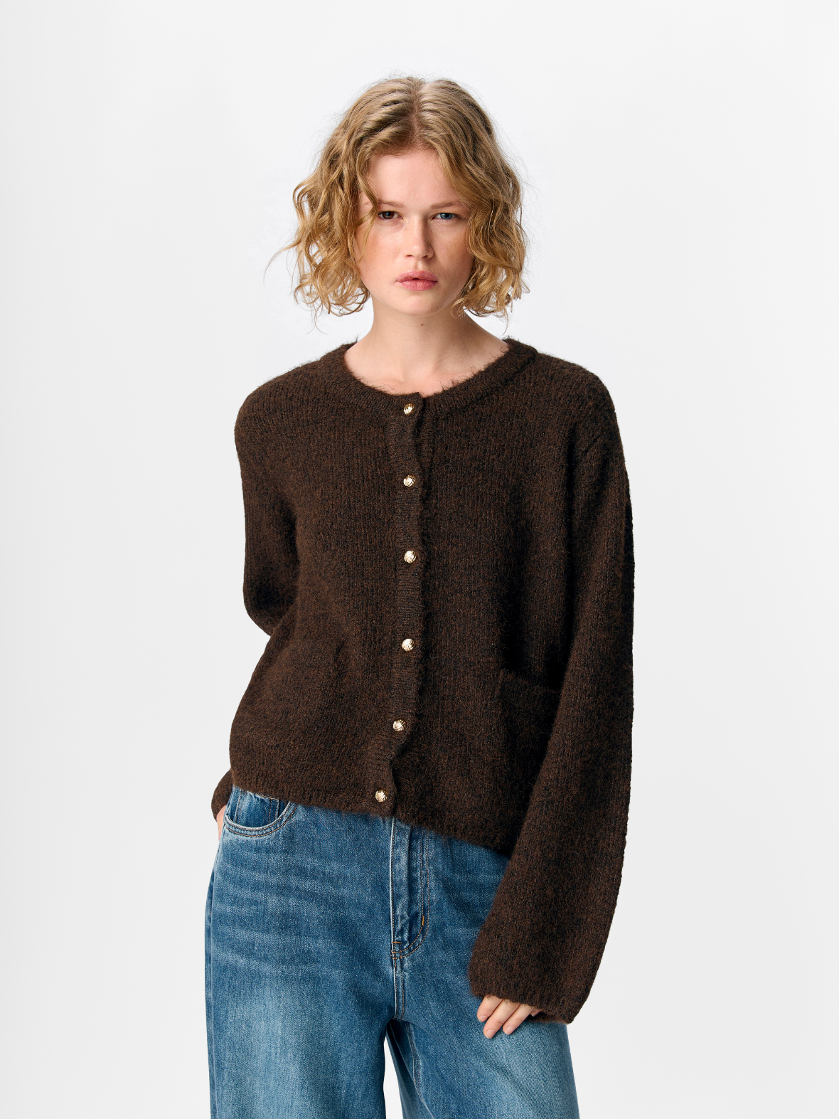 OBJSAGGIA KNIT CARDIGAN bruin
