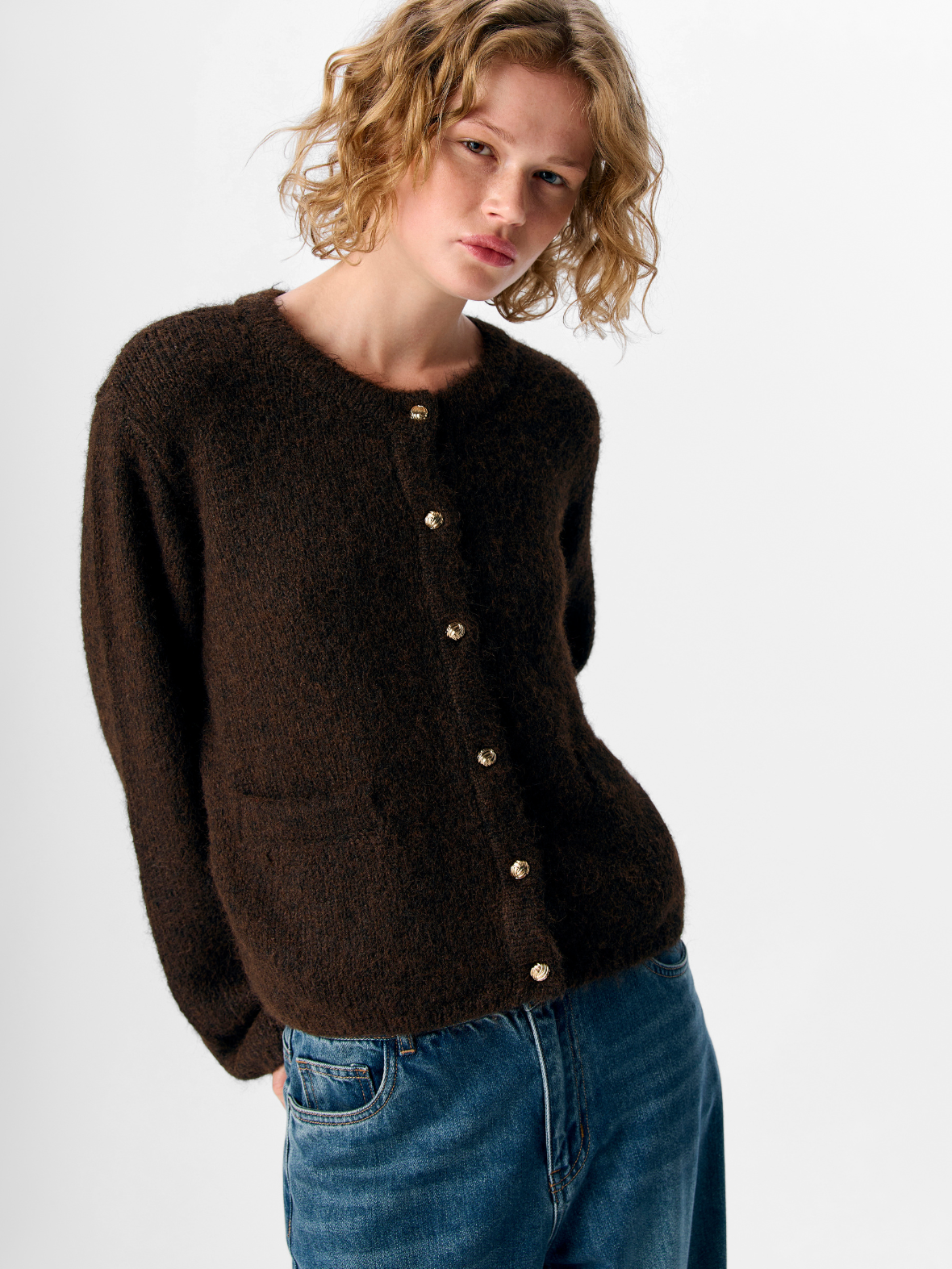 OBJSAGGIA KNIT CARDIGAN bruin