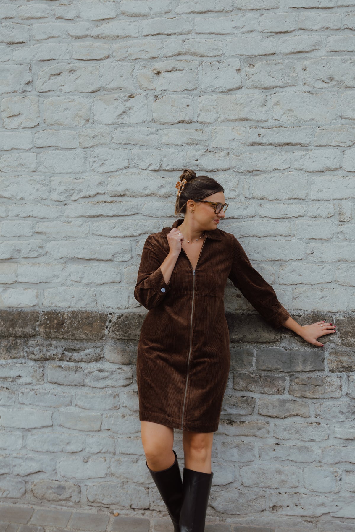 KASELLA CORDUROY DRESS bruin