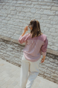 IHLOURI STREEP SHIRT wit/rood