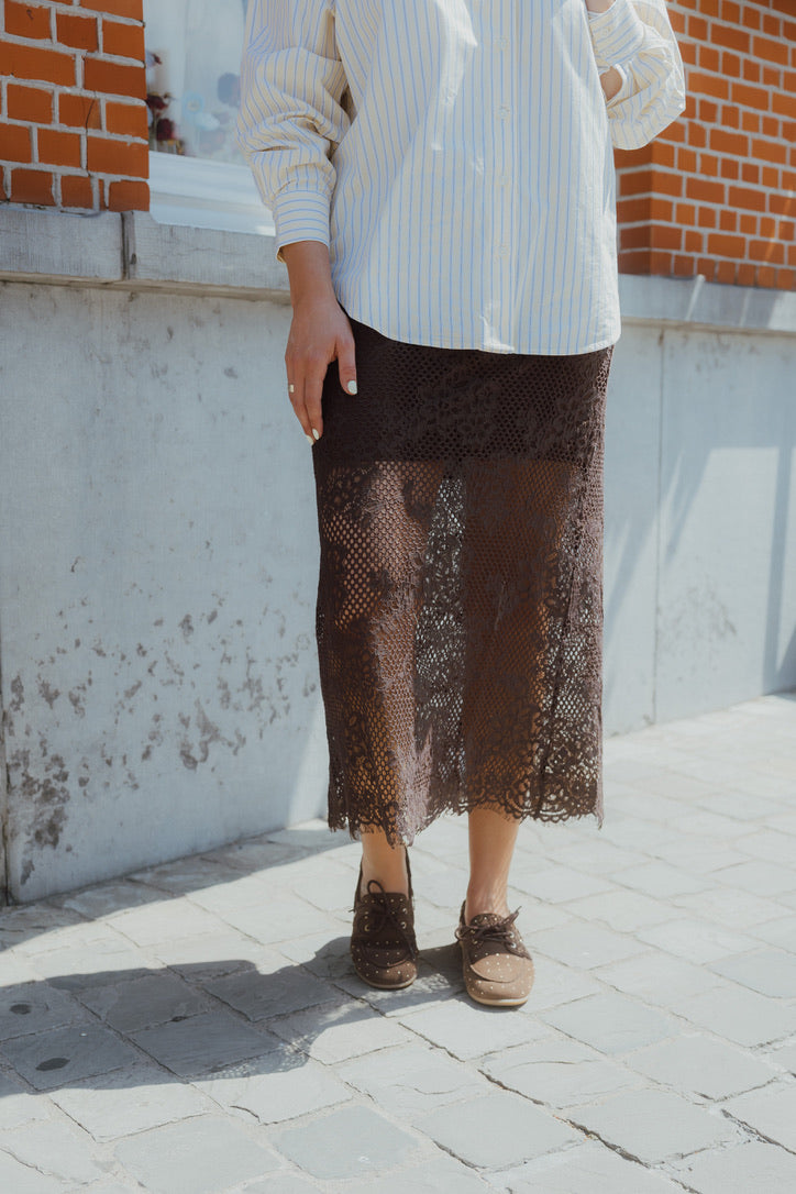 KACORNELIA LACE SKIRT bruin