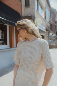 OBJESTER KNIT PATTERN TOP sand