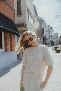 OBJESTER KNIT PATTERN TOP sand