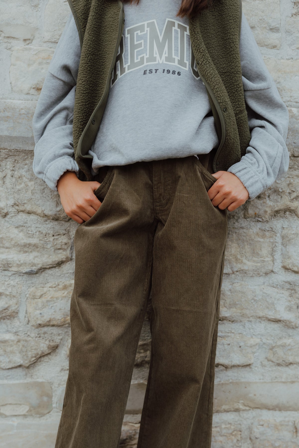 NKFROSE WIDE CORD PANTS 2009 kaki