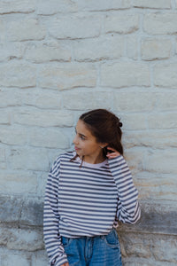 KOGNICCA  STRIPED TOP roze/grijs
