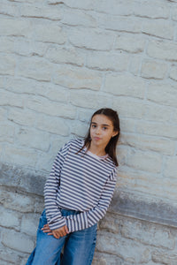 KOGNICCA  STRIPED TOP roze/grijs