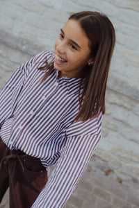 KOGVESPER LOOSE SHIRT roze/bruine streep