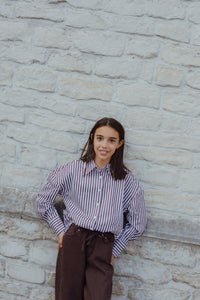 KOGVESPER LOOSE SHIRT roze/bruine streep