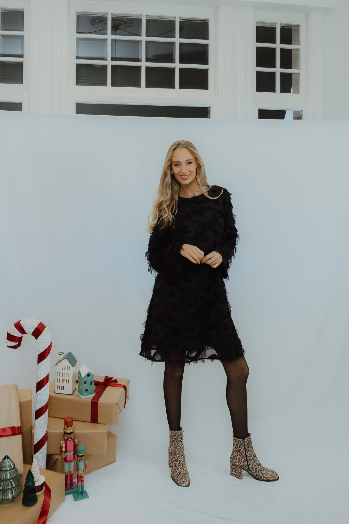 YASDIO LS DRESS zwart