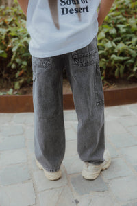 NKMRYAN STRAIGHT CARGO JEANS  4525 grijs