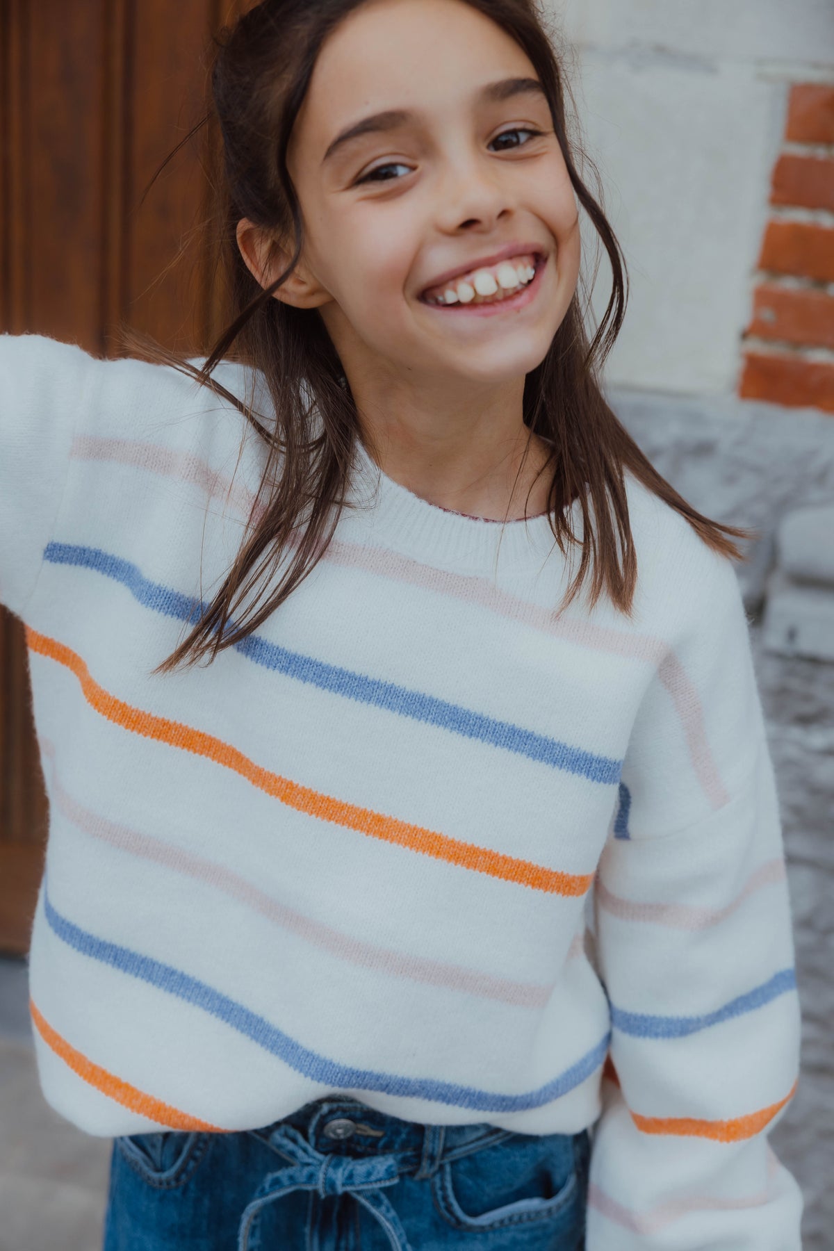 NKFOLENSKA LS KNIT streep/wit