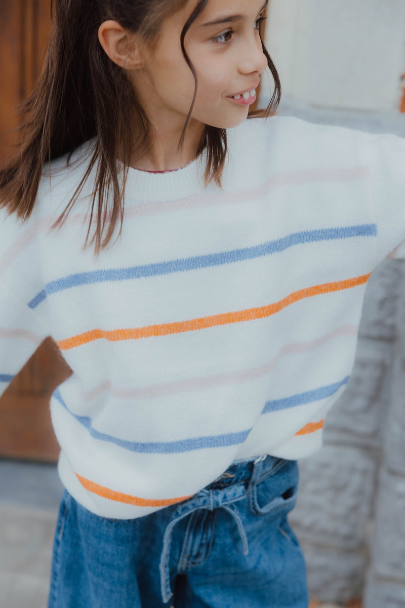 NKFOLENSKA LS KNIT streep/wit