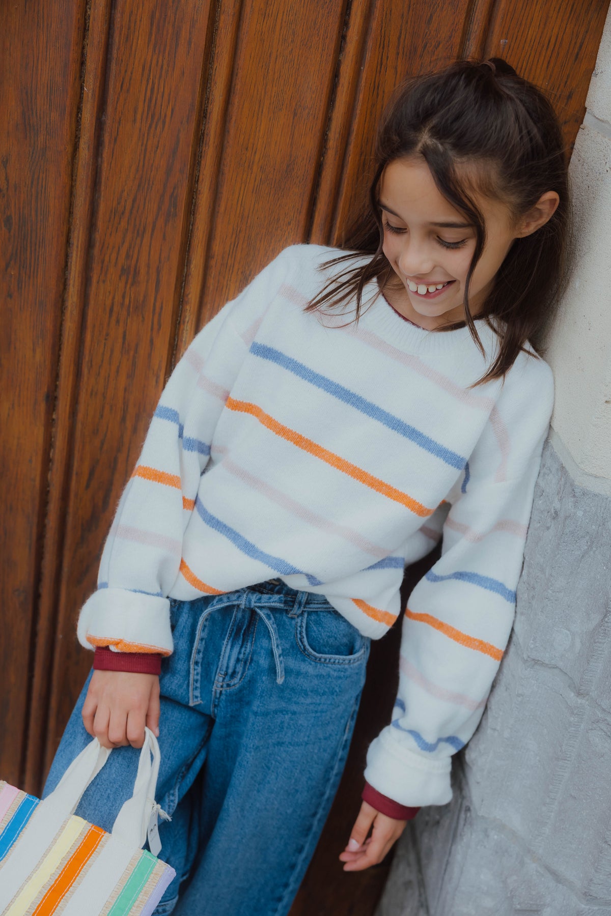 NKFOLENSKA LS KNIT streep/wit