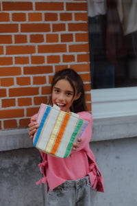 RAINBOW RIBBON BASKET BAG bright multi