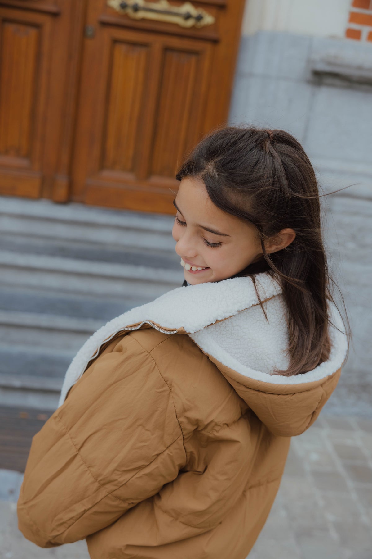 KOGMARIA  REVERSIB PUFFER JACKET beige/bruin
