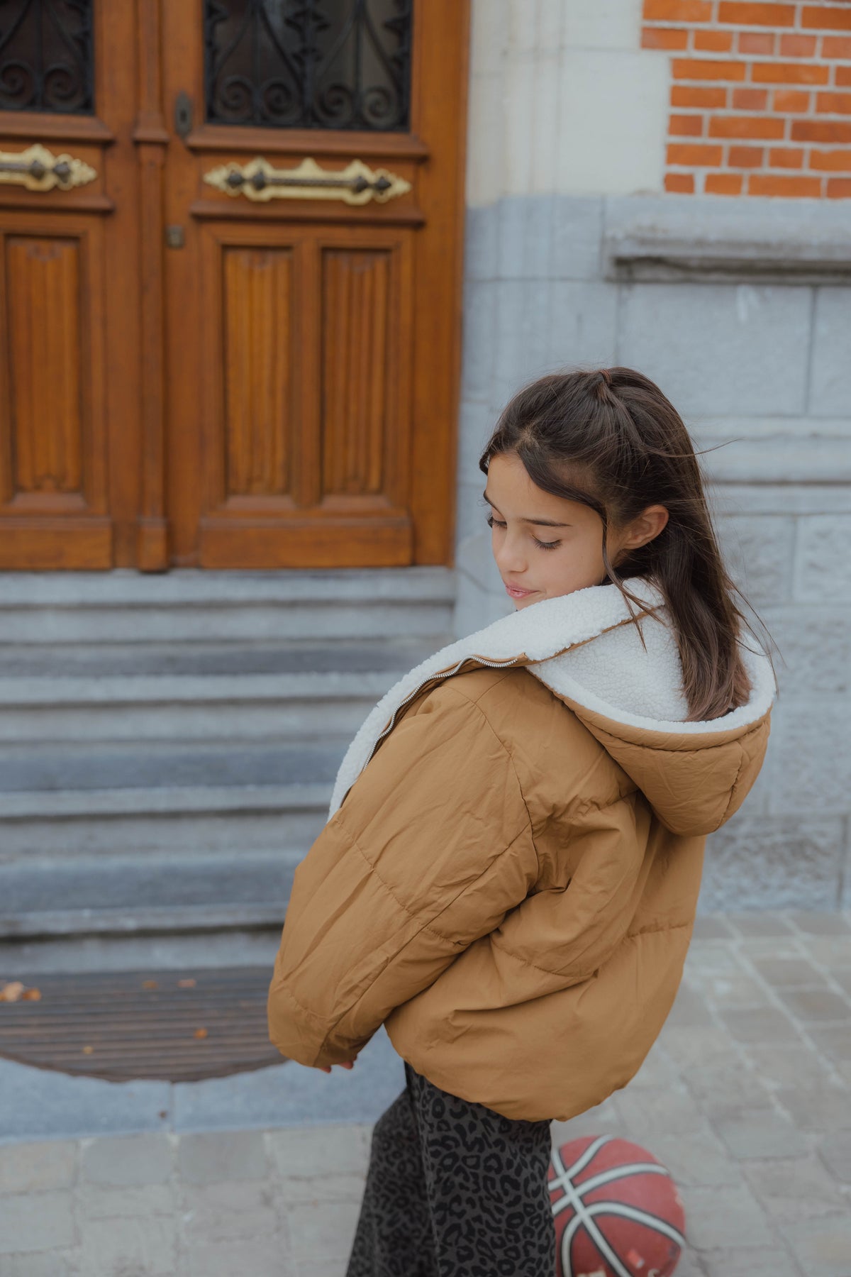KOGMARIA  REVERSIB PUFFER JACKET beige/bruin