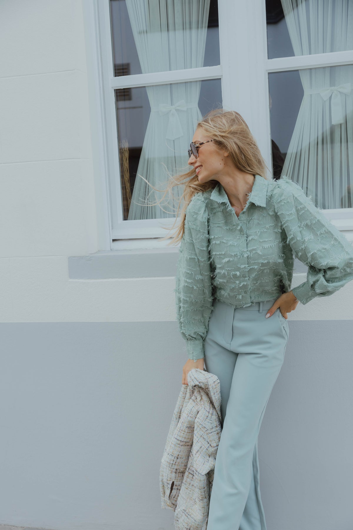 FBBENDA BLOUSE pastel groen
